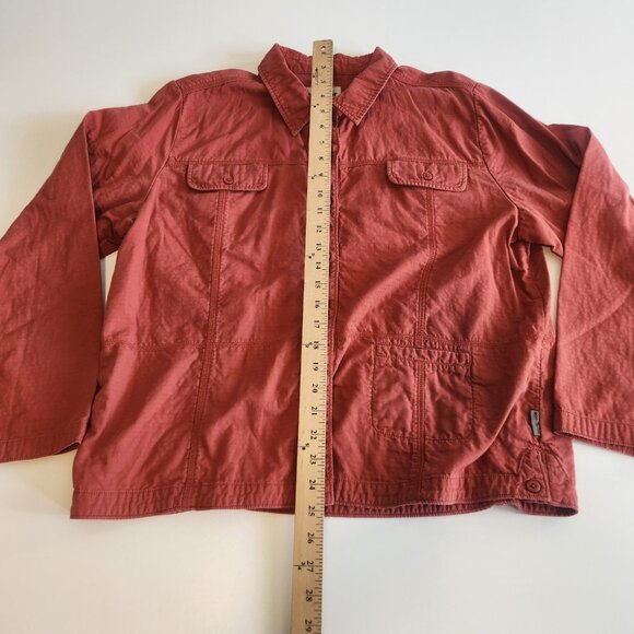 Woolrich Cotton Jacket Shacket Unlined Light Button Up Henna Red Womens XL - Picture 9 of 9